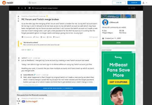 
                            6. MC Forum and Twitch merge broken : Minecraft - Reddit