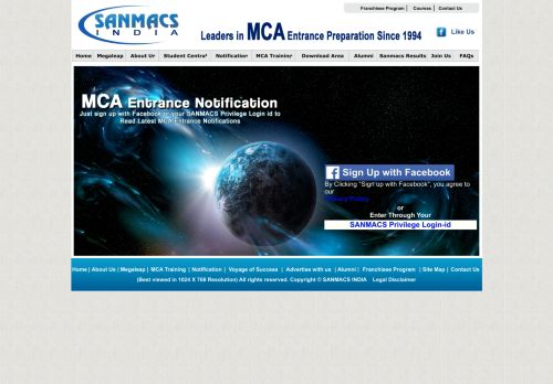 
                            4. MCA Entrance Examination Notification - SANMACS INDIA