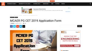 
                            4. MCAER PG CET 2019 Application Form | AglaSem Admission