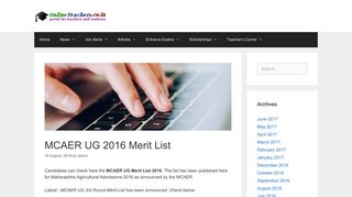 
                            7. MCAER UG 2016 Merit List | Admissions, Entrance Exams ...