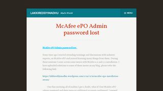 
                            6. McAfee ePO Admin password lost – lakkireddymadhu