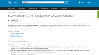 
                            6. McAfee SecurityCenter 11.6: Subscription, Activation and Support - Dell