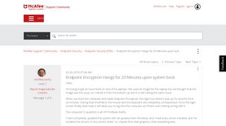 
                            9. McAfee Support Community - Endpoint Encryption Hangs for 20 ...