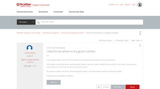 
                            12. McAfee Support Community - I dont know where is my grant number ...