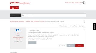 
                            2. McAfee Support Community - TrueKey Windows 10 login support ...