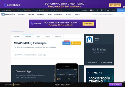 
                            7. MCAP (MCAP) Exchanges - Buy, Sell & Trade | CoinCodex