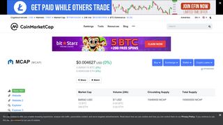 
                            4. MCAP (MCAP) price, charts, market cap, and other metrics ...