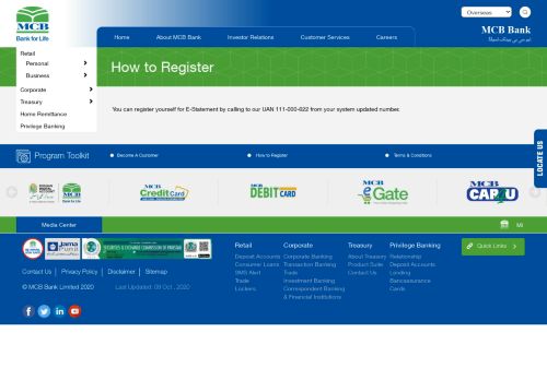 
                            2. MCB Bank Pakistan | Personal | How To Register Estatement