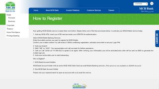 
                            1. MCB Bank Pakistan | Personal | How To Register Mobile