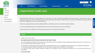 
                            2. MCB Bank Pakistan | Personal | Mcb Credit Card Classic ...