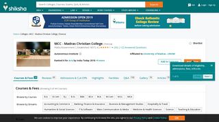 
                            8. MCC - Madras Christian College, Chennai - Courses, Placement ...