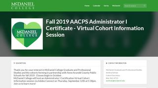 
                            12. McDaniel College | Fall 2019 AACPS Administrator I Certificate ...