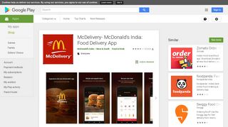 
                            8. McDelivery- McDonald's India: Food Delivery App - Apps on Google Play
