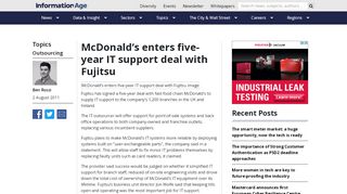 
                            13. McDonald's enters five-year IT support deal with Fujitsu - Information ...