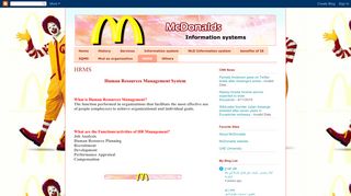 
                            8. McDonalds Information system: HRMS