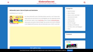 
                            8. McDonalds: Junior-Club mit Spiele und Gutscheine - Kinderseiten.net