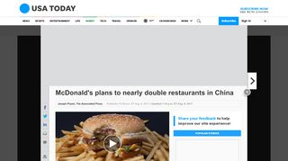 
                            13. McDonald's plans to nearly double restaurants in China - USA Today