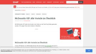 
                            7. McDonalds VIP: Alle Vorteile im Überblick - CHIP