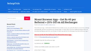 
                            3. Mcent Browser App - Get Rs 40 Per Referral | 50% Off on All Recharges