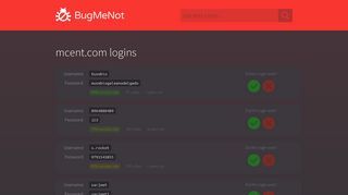 
                            1. mcent.com passwords - BugMeNot