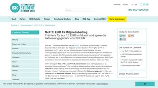 
                            7. McFIT: EUR 15 statt 19,90 Mitgliedsbeitrag - ISIC