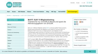 
                            10. McFIT: EUR 15 statt 19,90 Mitgliedsbeitrag - ISIC