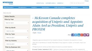 
                            6. McKesson Canada completes acquisition of Uniprix and Appoints ...