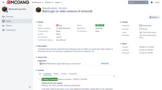 
                            11. [MCL-6223] Bad Login on older versions of minecraft - Jira
