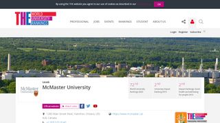 
                            9. McMaster University World University Rankings | THE