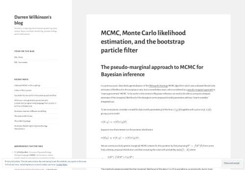 
                            13. MCMC, Monte Carlo likelihood estimation, and the bootstrap particle ...