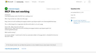 
                            2. MCP Site not working - Microsoft Community