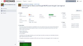 
                            13. [MCPE-15629] Cannot login to Xbox Live through MCPE even though ...