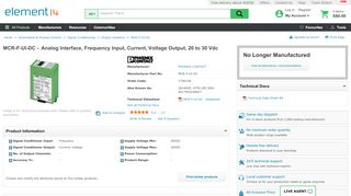 
                            11. MCR-F-UI-DC - PHOENIX CONTACT - Analog Interface, Frequency ...