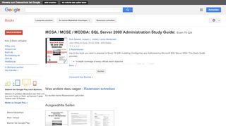 
                            8. MCSA / MCSE / MCDBA: SQL Server 2000 Administration Study Guide: ...