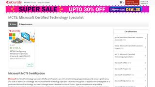 
                            8. MCTS Certification - Microsoft Training Programs -uCertify