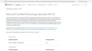 
                            2. MCTS-Zertifizierung | Microsoft