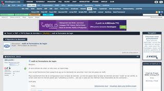 
                            6. md5 et formulaire de login - Developpez.net