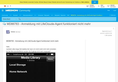 
                            12. MD86783 - Anmeldung mit LifeCloude-Agent funktioni... - MEDION ...