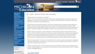 
                            1. MDE - Michigan Electronic Grant System (MEGS) - State of Michigan