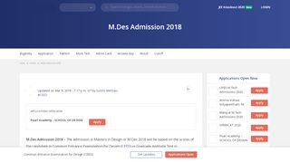 
                            8. M.Des Admission 2018 – Dates, Application Form, Eligibility