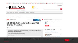 
                            12. ME 20h30. Prélocations: Banque CEC-Clientis Tramelan. | Journal du ...