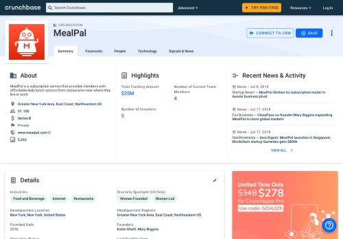 
                            11. MealPal | Crunchbase