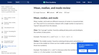 
                            4. Mean, median, and mode review (article) | Khan Academy