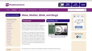 
                            2. Mean, Median, Mode, and Range | Purplemath