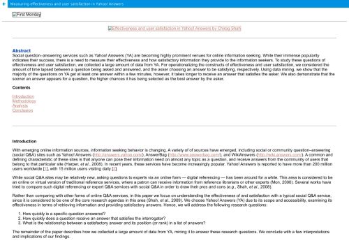 
                            7. Measuring effectiveness and user satisfaction in Yahoo! Answers ...