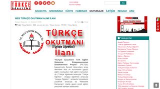 
                            12. MEB TÜRKÇE OKUTMANI ALIMI İLANI - Duyurular - Türkçe Öğretimi