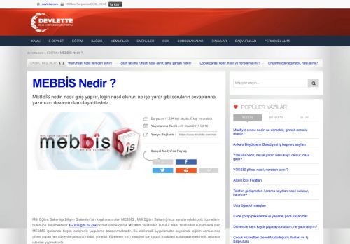 
                            10. MEBBİS nedir, ne demektir? MEBBİS girişi nasıl nereden yapılır?