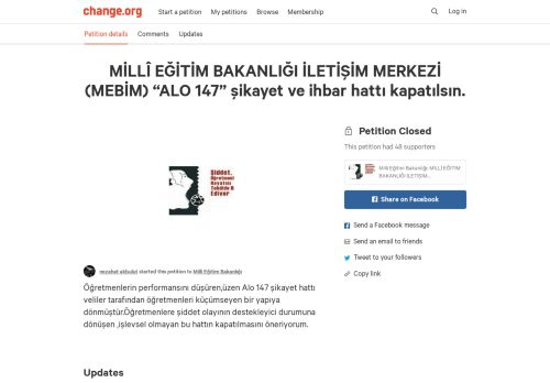 
                            1. (MEBİM) “ALO 147” - Change.org