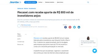 
                            11. Mecasei.com recebe aporte de R$ 800 mil de investidores anjos