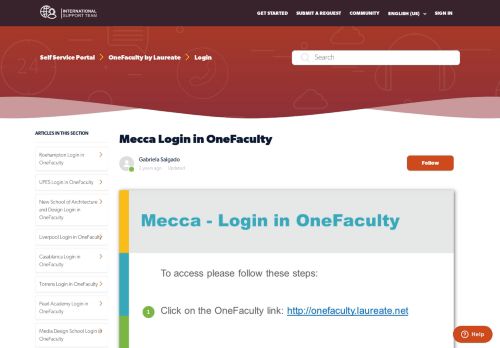 
                            7. Mecca Login in OneFaculty – Self Service Portal